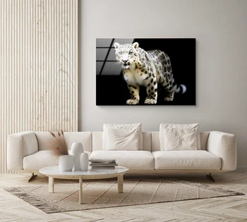 120x80 см Просто Бескаркасное Голямо изкуство от закалено стъкло Спалня и Хол на Облегалката на дивана Стенно украшение под формата на Леопард Модел