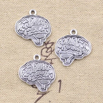 12шт Окачване Brain Mind 22x21 мм Окачване цвят Антични Сребърни Изделия от Тибетски ръчно изработени бижута