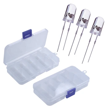 2 елемента преносими пластмасови резистори с 10 слота, кутия за електронни компоненти и 100шт Кръгла лилаво UV-led 5 мм, супер Ярък вода
