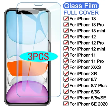 3шт Защитно Стъкло 9H за iPhone 14 Pro Max 12 13 Mini 11 Pro XS Max X XR екран Протектор за iPhone 8 7Plus 15 Pro Glass