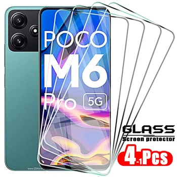 4-1 Бр Закалено Стъкло за Xiaomi Poco M6 Pro Защитни Фолиа За Екрана на Предната Фолио, Защитно Стъкло Poco F5 X5 X4 X3 Pro M5s M4 C51 C55