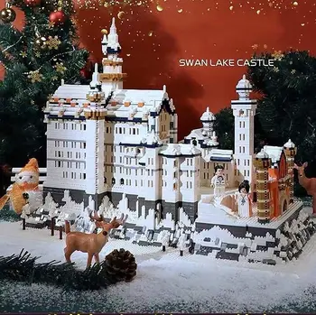 8288шт Diamond Снежен Лебед Архитектура на Замъка градивните елементи на Микро Тухли Комплекти от Образователни Играчки За Деца Коледни Подаръци