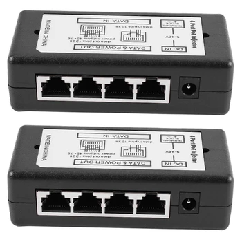 ABGZ-2X 4-port Poe Инжектор Poe Адаптер Ethernet Изход захранване от 4.5 (+)/7,8 (-) Вход Dc12v-Dc48v За Ip камери