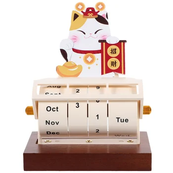 Cartoony дървен календар Домакински Вечен календар Офис календар на колела Канцеларски материали