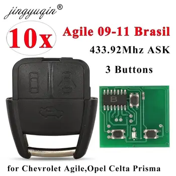 jingyuqin 10шт 3 Бутона 433,92 Mhz Дистанционно Управление на Автомобилен Ключ За Chevrolet Agile 09-11 Brasil Opel Celta Prisma Fob No ID40