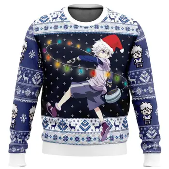 Killua Zoldyck V2 Hunter X Hunter Грозната Коледен пуловер в подарък, пуловер Дядо Коледа, Мъжки 3D hoody и най Есен и зима