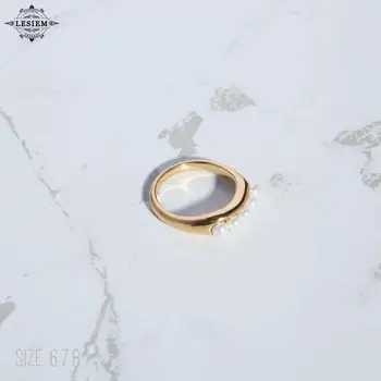 LESIEM Нова разпродажба, бъде позлатен мъжки пръстен за шаферките, размер 6, 7, 8, мъжки пръстен грах и малки перли, мъжки пръстен за сватба