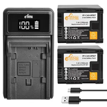 Pickle Power BP-827 Батерия BP827 + Led USB Зарядно устройство за Canon BP-808 BP-819 BP-807 BP-809 HG31 XA10 HF20 в hf10 HF100 HF100E HG20