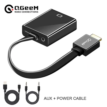 QGeeM Адаптер HDMI-VGA кабел за цифрово-аналогово видео-аудио конвертор HDMI VGA Конектор за Xbox 360, PC, PS4 лаптоп TV Box