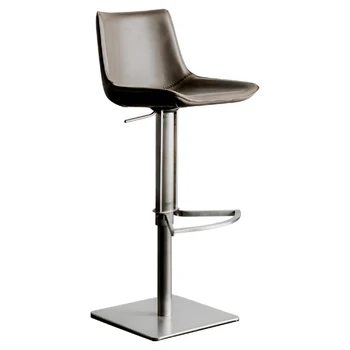 QJJ Nordic Light Луксозен бар стол с регулируема мека кожена чанта, Високо столче, Модерна Проста комбинация от бюрото и стола