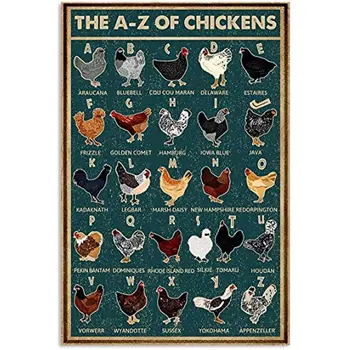 The of Chicken Реколта Новост Забавен Подарък за дома Бар в банята Ретро Плакати с животни Стенни дъска за Метални Консервени Означения Декора на стените