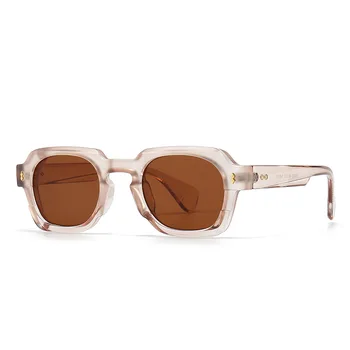 Vintage Слънчеви очила с квадратни нитове, Женски За мъже, Модна Луксозна Марка, Дизайнерски Слънчеви очила в малка рамка в стил пънк, Трендови нюанси на хип-хопа.