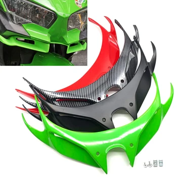Аеродинамично крило, преден обтекател мотоциклет, аеродинамичен спойлер, спойлер за броня на мотоциклет, черно, червено, зелено, изработени от въглеродни влакна