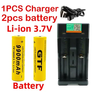 Батерия 18650 3,7 В 9900 ма, акумулаторна батерия за led светкавица, батерия 18650 на Едро + USB зарядно + Безплатна доставка