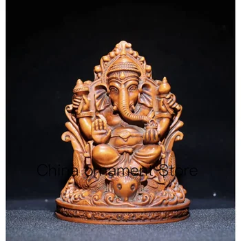 Бог-слон Статуя на Буда Скулптура Златен Ганеша Канал слон Бог на богатството Малка Статуетка Дърворезба Декоративна статуетка