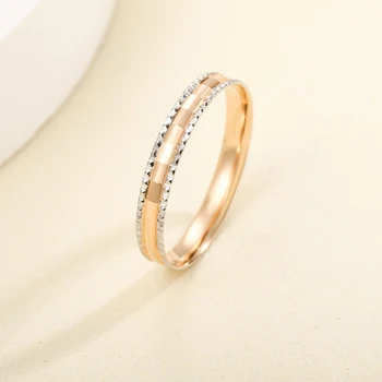В момента чисто пръстен от розово и бяло злато 18 Карата-за мъже и жени, с квадратно пръстен с резба 1,28 г/размерът на САЩ 8