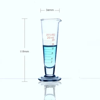 Висококачествени лабораторни мерителна цилиндър с обем 20 мл със скалата, тънки стъклена мерителна чашка, лабораторни консумативи