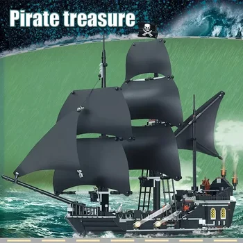Градските занаяти Карибски пирати Строителни блокове 4184 Модел на Кораб Черната перла Тухли Играчки за деца Коледни подаръци за момчета