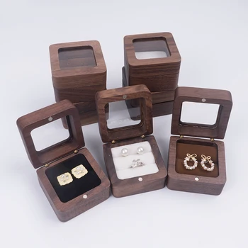дървена ковчег за бижута от 1 бр. кутия за годежни пръстени, Кутия за обеци, Кутия за организатор на бижута, Кутия за подарък опаковки, луксозни бижута, опаковане на гривна