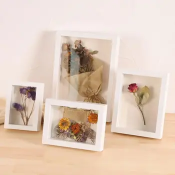 Дървена рамка за снимки Поставка за изложбата сушени цветя, Плаващ Рамка за снимки Декорация на дома, Рамка за снимки на работния плот