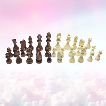Дървени Фигури, 32шт Дървени Фигури Международни Шахматни Фигури, за Подмяна на дъската (2,5 инча)