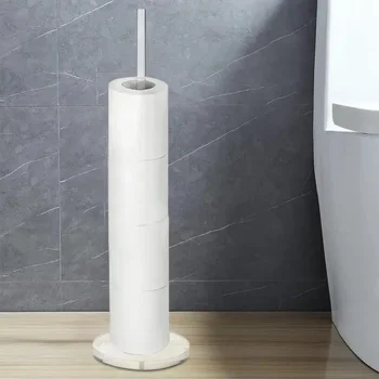 Държач за съхранение на ролки тоалетна хартия, модерна свободно стояща поставка за тоалетни кърпички в банята, Прозрачен акрил 20-инчов външен ролка