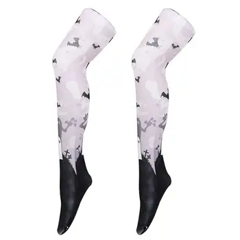 Жени и момичета непрозрачни чорапогащи Хелоуин Прилеп духове Къща 3D принт Дълги чорапи до бедрото Чорапи Cosplay Директен доставка