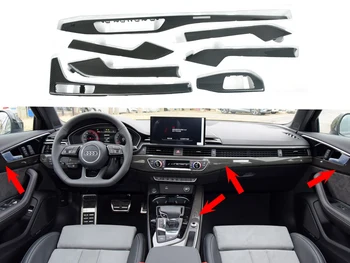 За Audi A8 D4 2011-2017 Вътрешна Централна контролен панел Врата копчето 3D стикери от въглеродни влакна, аксесоари за стайлинг на автомобили