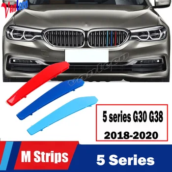 За BMW Серия 5 G30 ИРТ 2018-2023 Автомобил 3D M Стил Покритие на Предната Решетка Броня Ленти, Етикети Външната Украса