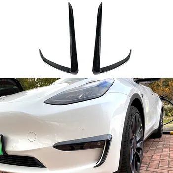 За Tesla Model Y Страничната ивица на задната броня Canard Противотуманная фаровете отдушник Страничният панел ABS Черен carbon Външни Аксесоари