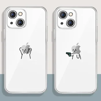 Забавни Мъжки Мачове Тънък Прозрачен Двойка Калъф За Телефон iPhone 13 15 11 12 14 Pro XS Max 13Mini XR X 15Plus SE Двойка на Седалките-Миди