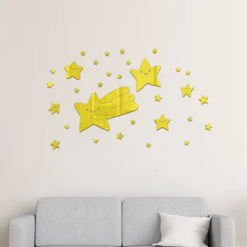 Звезди акрилни разтегателен хол 3d триизмерна стикери за стена на спалня стикери за декорация на стая топло самоклеящийся декор на стая