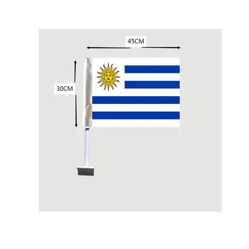 Знаме на Уругвай, квадратчетата на прозорците на колата, 30x45 см, 2 бр., дигитален печат от 100% полиестер