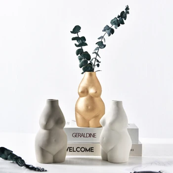 Керамична фигурка на човек с исканата услуга, Абстрактна ваза, Креативна жена ваза в скандинавски стил, украса за дома, хол, офис, веранда.
