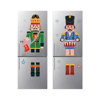 Коледни Солдатские Стикери За Стена Самозалепващи PVC Креативна Декорация на Вратата на Хладилника Снежинка Лешникотрошачката Етикети