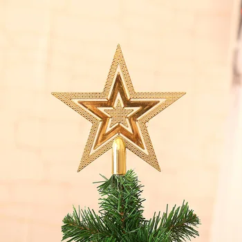 Коледно Дърво Topper Златна Звезда Пентаграм Украшение На Върха на Дървото Класически Коледен Сватбен нова година САМ Вечерни Украса за вашия Домашен Офис