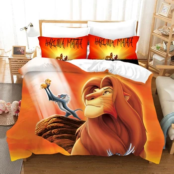 Комплект спално бельо с анимационни Цар Лъв The Lion King Пухени Луксозни Комплекти, одеяла Queen, Double, King Size Детско спално бельо с 3D принтом