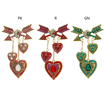 Кристали Брошки във формата на сърце, игли, Ретро Брошка във формата на сърце Купидона, бижута