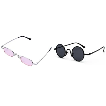 Кръгли слънчеви очила, фирмен дизайн, Дамски, Мъжки слънчеви очила, черни и черно-сиви и прозрачни Квадратни слънчеви очила, Дамски розови и сребристи