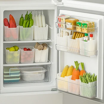 Кутия за съхранение на прясна храна в хладилника, Странична задвижваната хладилника, Контейнер за плодове, зеленчуци, подправки, Кухненски органайзер, кутии за съхранение
