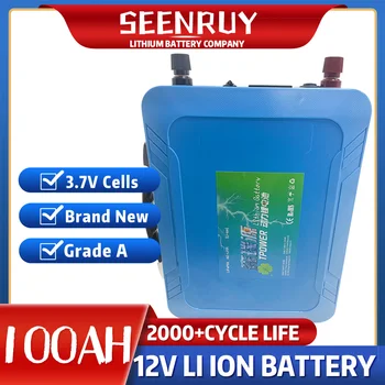 Литиева Батерия 12,6 В 100Ah Водоустойчив 12 Литиево-Йонна Батерия 100Ah Батерията Със Зарядното Устройство 10А за Инвертор, електрически двигател
