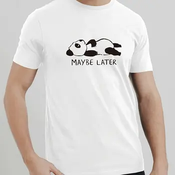 Лятна мъжка тениска с кръгло деколте и къс ръкав от 100% памук с писмото принтом панди