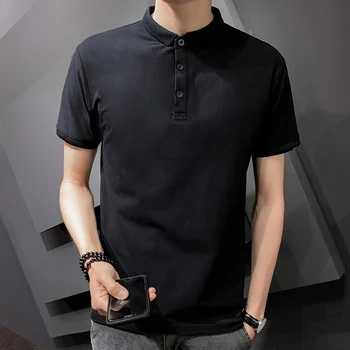 Лятна Нова тениска с къс ръкав, мъжки ПОЛО риза, дишаща, готина и удобна Корейската версия с Горната част на Долната риза