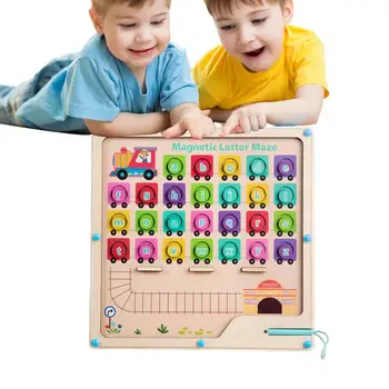 Магнитна дъска с азбука, Цветен пъзел с магнитна Азбука, Образователни Пъзели-лабиринти Монтесори За деца, изучаващи Азбука за деца