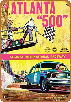 Метална табела - 1966 Atlanta 500 Stock Car Race - Ретро декор на стените за кафе, бар, пъб, украшения за домашна бира, Занаяти