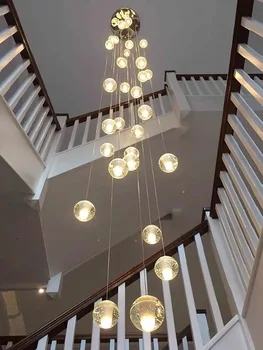 Модерна вита стълба Полилей за хола Кристална Топка Вътрешно Осветление на Спалня Ресторант Led Таван Полилей