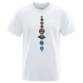 Мъжки t-shirt Nine Planets Universe Solar System, Мъжка Тениска С къси Ръкави, Свободни Тениски Оверсайз С Кръгло деколте, Памучен Тениска, Градинска Облекло