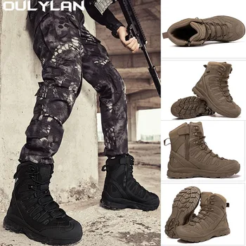 Мъжки зимни обувки за пустинята, градинска военна туризъм обувки, мъжки високи тактически обувки, обувки за полеви тренировки, ботильоны за катерене