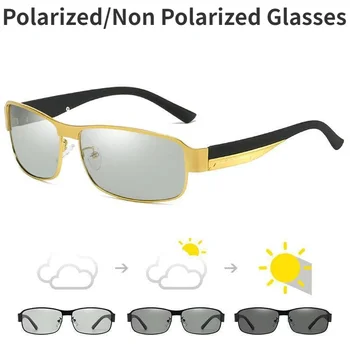 Мъжки слънчеви очила в полурамке UV400, квадратни поляризирани / неполяризованные слънчеви очила с метални рамки, лещи за КОМПЮТЪР, очила за шофиране, vintage слънчеви очила