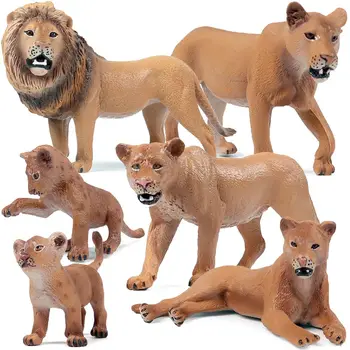 На сцената на зоологическата градина Познание на децата Ранното обучение Модели на Семейство Лъвове Моделиране на Дивата природа Фигурки Львенка Диви животни